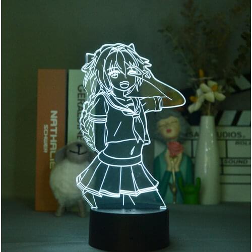 Fate Apocrypha Figurine Astolfo 3D Silhouettes Lighting Acrylic Desk Lamp Anime Light Art Deco Rider Of Black Manga Figure Gift