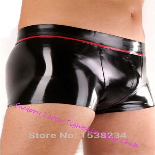 Latex Rubber Fetish Men Shorts with Front zipper Underpants Handmade Rubber Sexy Boys Underwear Hot Sell XS-XXXL