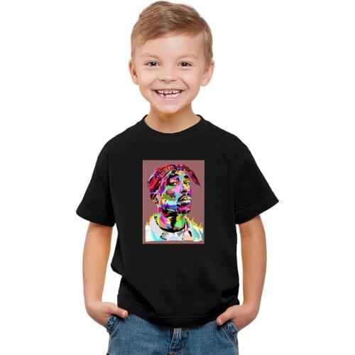 Hip Hop Rapper Tupac Boys T Shirt Girls Kids Children Tops Clothing Short Sleeves Summer Streeewear Clothes Harajuku Kid Shirts