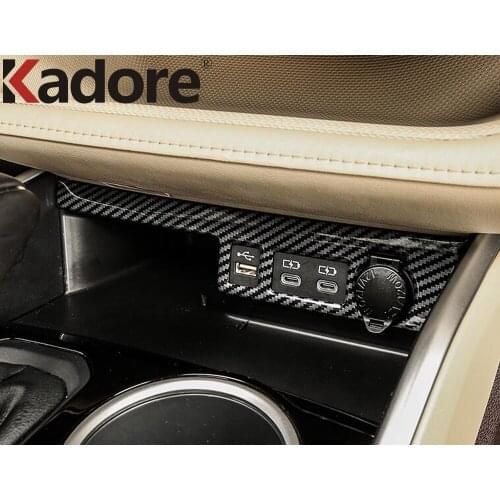 For Toyota Highlander Hybrid 2021 2022 Carbon Fiber Style Center Cigarette Lighter Panel Cover Trim Car Interior Accessories LHD