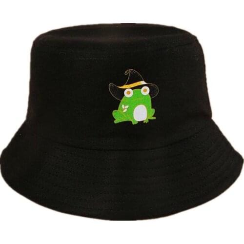 Cartoon Frog Cotton Bucket Hat Fisherman Hat Outdoor Travel Hat Sun Cap Hats for Men and Women 175