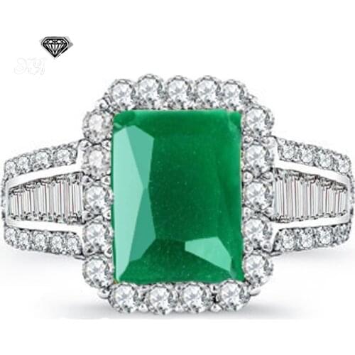 YaYI Fine Jewelry Fashion Princess Claw Set Cut Green Cubic Zirconia Silver Color Engagement Wedding Party Lovers Gift Rings