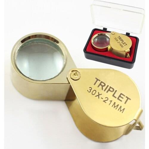 30X Pocket Jeweler Loupe Magnifier with Exquisite Box Portable Magnifying Glass for Jewelry, Coins, Stamps, Antiques- Gold
