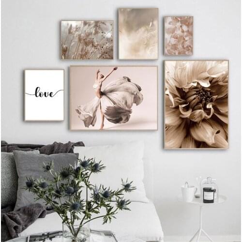 Pink Flower Petal Dancing Girl Wall Art Canvas Painting Pictures Poster Print Interior Gallery for Living Room Home Decor