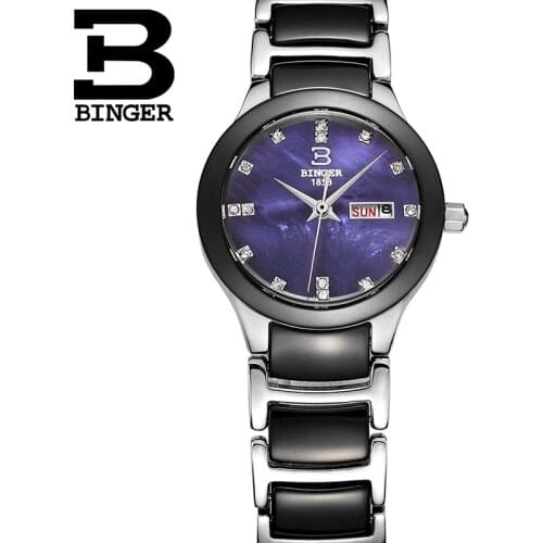 Ceramic watch Fashion Casual Women quartz watches relojes mujer BINGER brand luxury wristwatches Girl elegant Dress clock B-8007