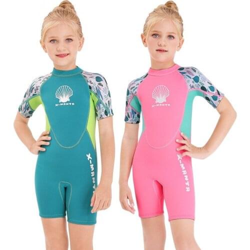 2.5mm Children Swimwear Girls Swimming Suit Short-sleeved Snorkeling Thicken Diving Wetsuit Sun Protection Bathing Suits