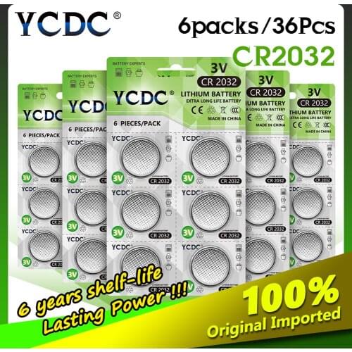Top Sale 6pcs/cards Pro CR2032 BR2032 DL2032 EA2032C ECR2032 L2032 CR 2032 Lithium Li-ion 3V Button Coin Battery Great Power