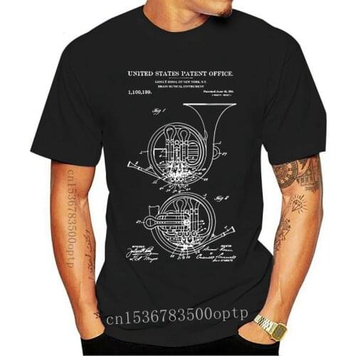Science French Horn Patent Music Brass Band Orchestra History New 2021 High-Elastic Cotton Brand Clothing Customized T Shirts