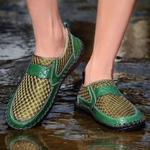 2021 Summer New Fashion Mesh Sneakers Mens Korean Breathable Running Shoes Lightweight Driving Shoes Casual All-match