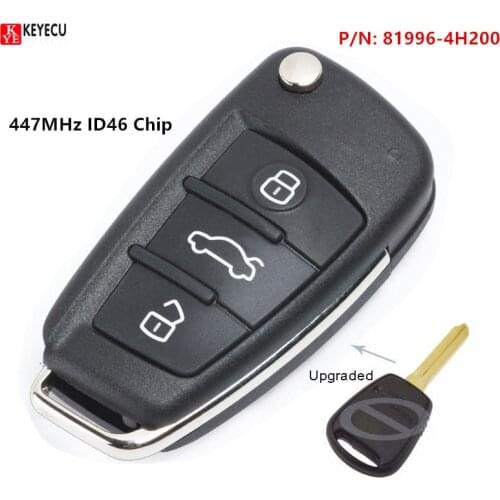 Keyecu Upgraded Folding Remote Key Fob 447MHz ID46 chip for Kia Pride 2003-2007 & Hyundai H-1 Starex 2003-2007 P/N: 81996-4H200