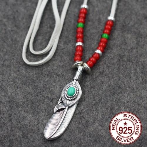 S925 sterling silver pendant necklace personality fashion style feathers shape cross round bird set to send lovers gift