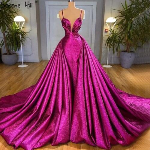 Rose Red Mermaid Sleeveless Sexy Evening Dresses 2020 Sweetheart Pleat Simple Formal Dress Design Serene Hill DLA70624