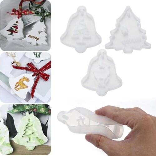 Silicone Christmas Shape Flexible Resin Mold Christmas Resin Jewelry Mold Casting Epoxy Hanging Mould Silicone Tag F0H1