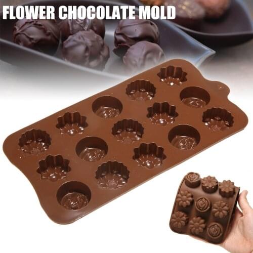 Silicone Mini Flower Chocolate Mold 15 Holes Rose Flower Mold For DIY Chocolate Candy Making Handmade Soap Making Mould