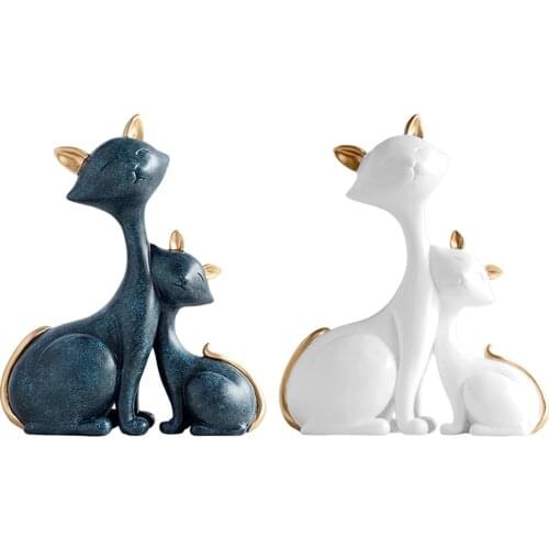 Cat Figurine Home Decor Modern Animal Statue Sculpture Ornament Birthday
