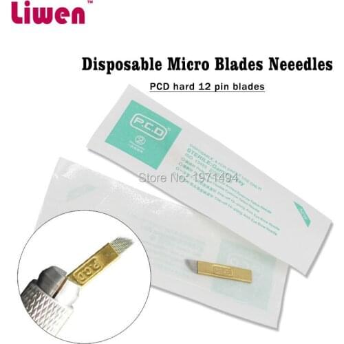 Top 500pcs PCD 12 Pin Permanent Makeup Eyebrow Tatoo Blade Microblading Needles For 3D Embroidery Manual Tattoo Pen Machine