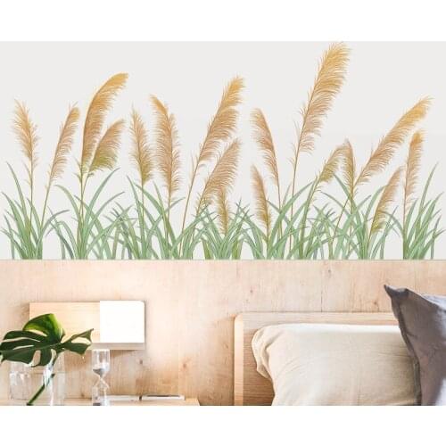 Reed Wall Sticker Home Decor Living Room Sofa Wall Decoration Aesthetic Mural Warm Bedroom Skirting line Decals for Furniture