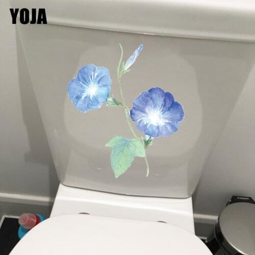 YOJA 18*23.3CM Watercolor Morning Glory Cartoon Room Wall Decor Decal WC Toilet Sticker T1-0882