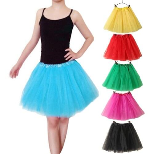 Women Girl Pretty Elastic Stretchy Tulle Teen 3 Layer Adult Tutu Skirts Party Costume Petticoat Ballet Princess Pettiskirt