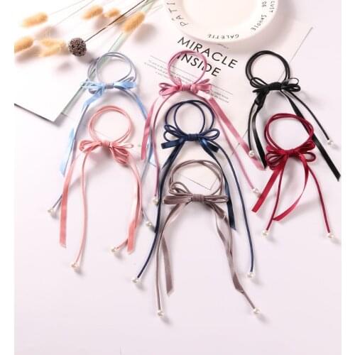 Korean Style Women Elastic Hair Bands Elegant Girl Ribbon Flower Rubber Bands Ponytail Holder Scrunchy Hair Accessories