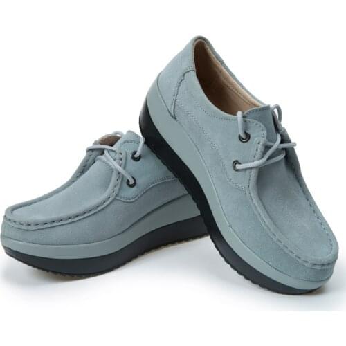 2020 Autumn Women Flat Platform Loafers Shoes Lace-Up Ladies Suede Leather Hollow Casual Shoes Slip on Flats Moccasins creepers