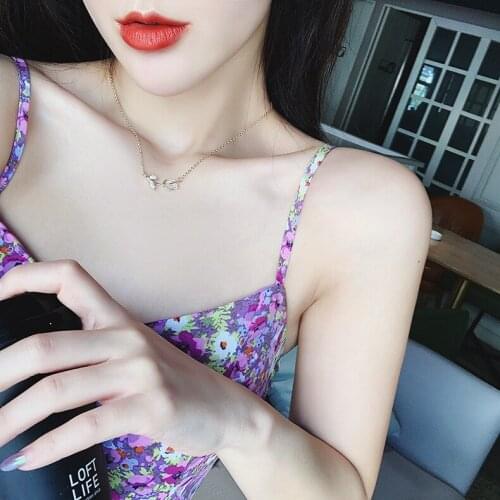 New Fashion Contracted Women Necklace Korean Fine Crystal Flowers Sweet Joker Drop Necklace Jewelry