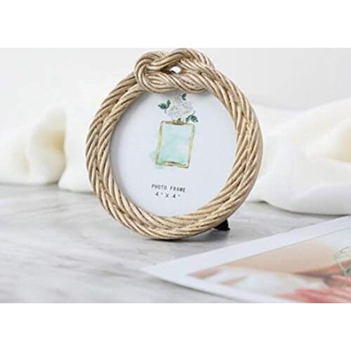 1PC Photo Frame Resin Hemp Rope Photo Frame European Retro Rectangular Round Wedding Photo Frame Home Decoration 4 Inch 6 Inch