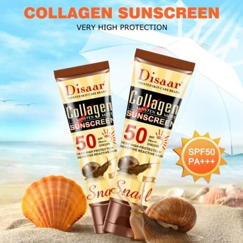1pcs Moisturizing Sunscreen with Collagen Snail Essence Anti-uv Whitening Anti-Aging Sebum Control SPF 50 for Body and Facials