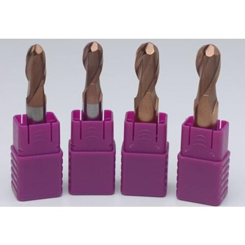 2PCS HRC60 4mm R2 Ball End Solid Carbide End Mills ENDMILL 2F-R2X4X75L 2Flute Standard Length Slotted Face Mills