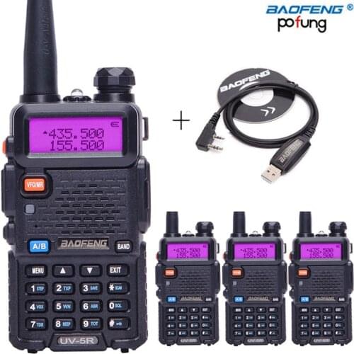 4pcs BaoFeng UV-5R Walkie Talkie VHF/UHF 136-174Mhz&400-520Mhz Dual Band Two way CB radio Baofeng uv 5r Portable+USB Cable+CD