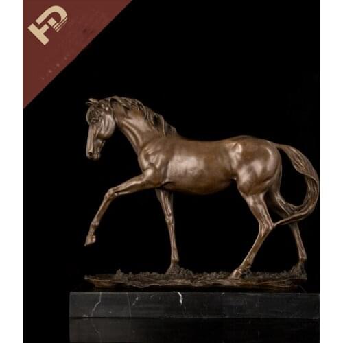 47CM # HOME OFFICE ROOM Business crafts-efficacious Mascot bring wealth fortune Good luck FENG SHUI brass horse statue Sculpture