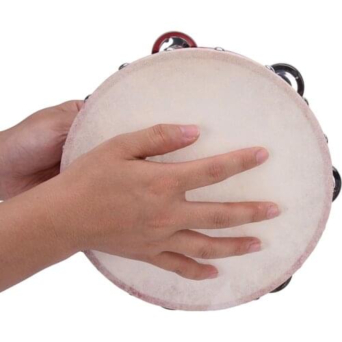 8" Red 20cm Musical Tambourine Tamborine Drum Round Percussion Gift for KTV Party