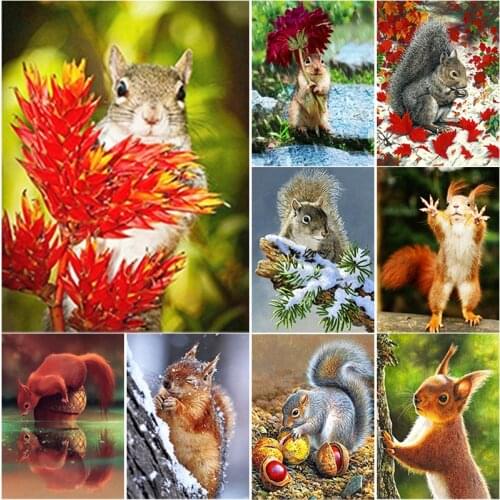 5D DIY Snow Scene Diamond Painting Cute Squirrel Diamond Embroidery Cross Stitch Full Square Round Drill Home Decor Manual Gift