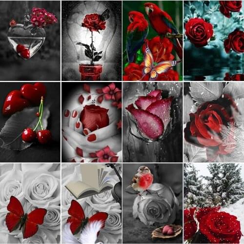 5D DIY Diamond Painting Rose Cross stitch Kit Full Square Diamond Embroidery Flower Mosaic Picture of Rhinestones Home Decor