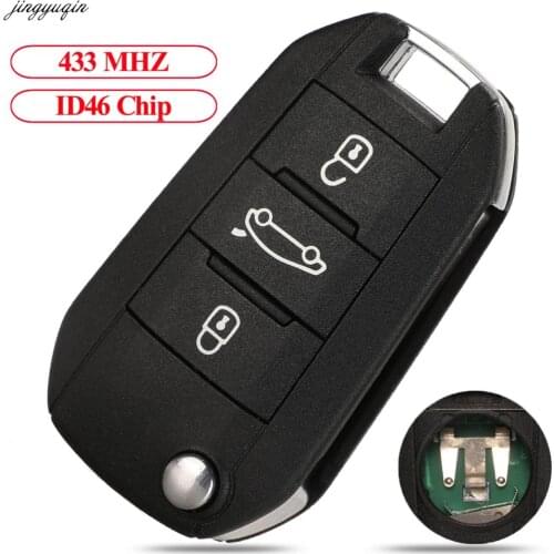 Jingyuqin Remote Flip Car Key 433MHz ID46 Chip For Peugeot 208 2008 301 308 5008 508 Citroen C4L HellaFlush Cactus HU83 3BTNS