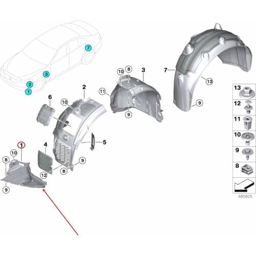 Car Front triangle Front bumper lower guard Lining baffle Suitable for 5 Series G30 G38 530b mw540 2017 Lower cover Front fender