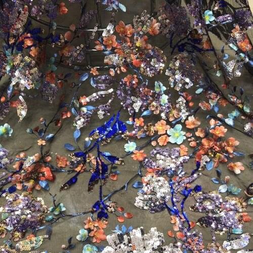 GLace 1Y/Lot 2style sequin fabric embroidery mesh fabric african lace fabric for dress wedding lace decortion TX982