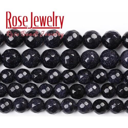 Natural Faceted Blue SandStone Round Loose Beads 15" Strand 4 6 8 10 12 MM For Jewelry Making DIY Necklace Bracelet Accessories