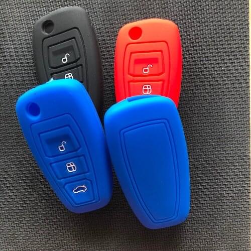 Folding Flip Remote Car Key Shell case cover 3 Button For Ford Focus Mondeo MK3 Kuga Fiesta Escape Ecosport Silicon Bag