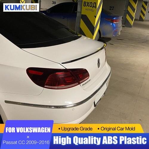 For Volkswagen Passat CC Black Spoiler 2009 to 2016 Auto ABS Plastic Unpainted Color Rear Trunk Wing Lip Spoiler Car Accessories