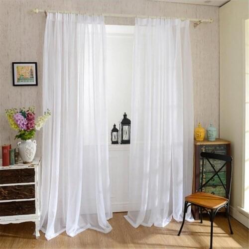 Europe Solid White Yarn Curtain Window Tulle Curtains For Living Room Kitchen Modern Window Treatments Voile Curtain Customized