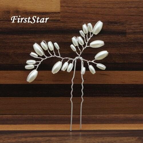 FirstStar Handmade Pearl Bridal Hair Pins Clip Pageant Bride Bridesmaid Floral Hairpin For Women Wedding Party Accessories