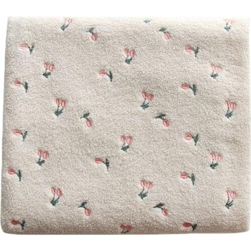 Width 62'' Bear Cashmere Embroidered Small Terry Polar Fleece Fabric By The Half Yard For Childrens Clothes Coats Material