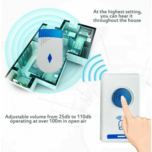 Ring Wireless DoorBell door chime kit Flashing LED Light loud Speaker EU/US Plug Home Hotel digital Smart musical
