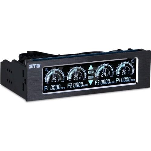 STW 5043 5.25 Driver Place Fan Speed Controller LCD 4 Channel Touch Screen
