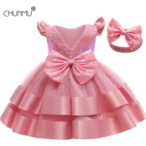 Lace Sequins Baby Girl Dress 9M-5T Baby Girls Birthday Dresses Vestido Birthday Party Princess Press Baby Girl Clothes