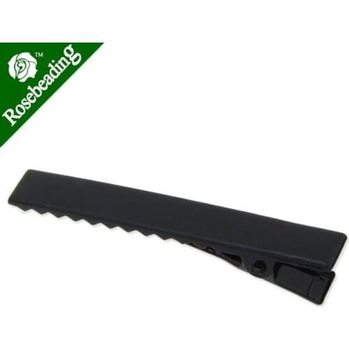 56mm Metal Alligator Hair Clip with Teeth,Black color,8mm width,20pcs/lot-C4493