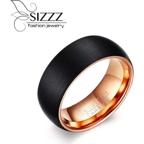 Fashion European style jewelry 8 mm tungsten steel ring black rose gold matte finished rings wholesale