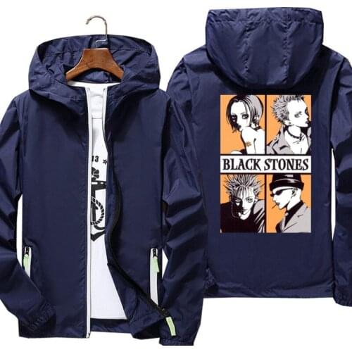 Manga Nana Osaki Japanese Anime Bomber Hooded Mens Zipper Thin Reflective Sunscreen Windbreaker Skin Cycling Pilot Jacket Coat