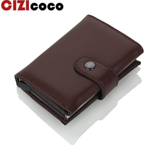 Cizicoco 2019 Men And Women Credit Card Holder RFID Aluminium Business Card Holder Fashion PU Leather Card Wallet Hasp Purse
